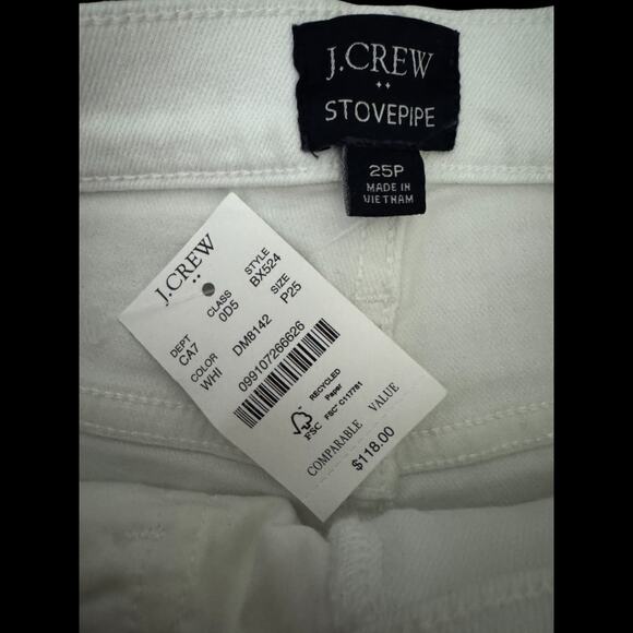 J.Crew Stovepipe White Jeans Signature Stretch+ Size 25P Petite NWT $118 - Picture 10 of 10